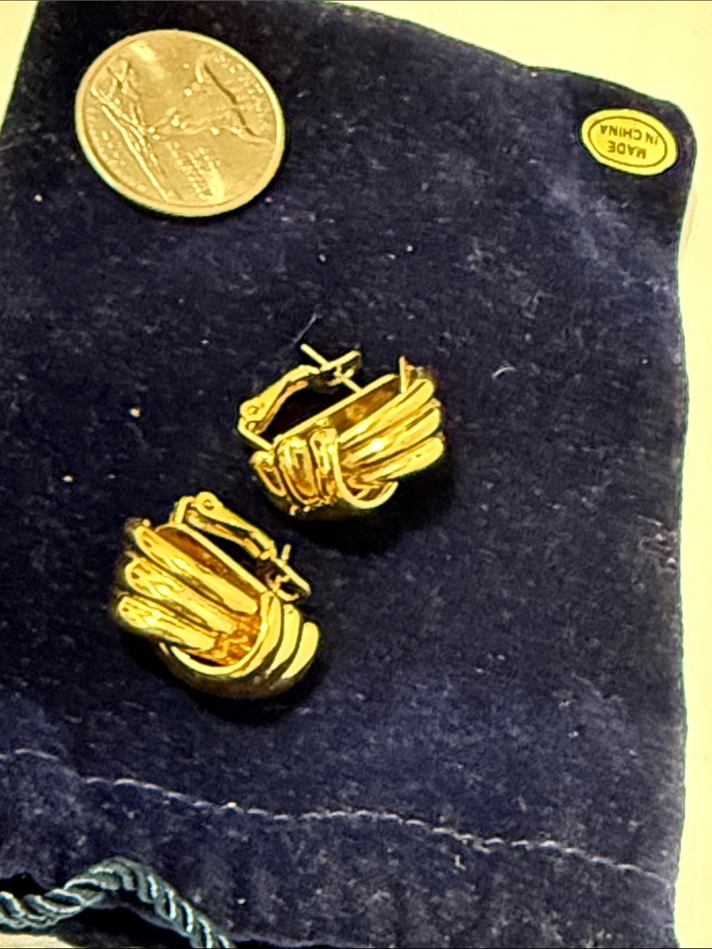 Vintage GIVENCHY Gold-Tone Knot Hoop Earrings - Women Jewelry - Picture 3 of 6